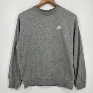 Nike‎ Sweatshirt Men's Size S Gray Crew Neck Embroidered Swoosh Logo Pullover